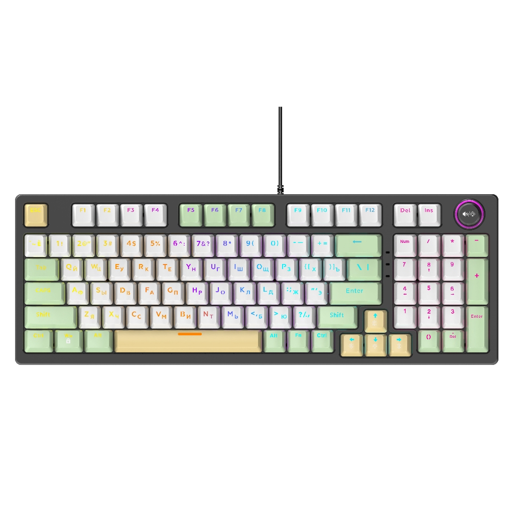 Bàn phím cơ gaming ATAS K1 - Full Size - Có núm xoay - LED Cầu Vồng - Xuyên LED - Trục Brown Switch | BigBuy360 - bigbuy360.vn