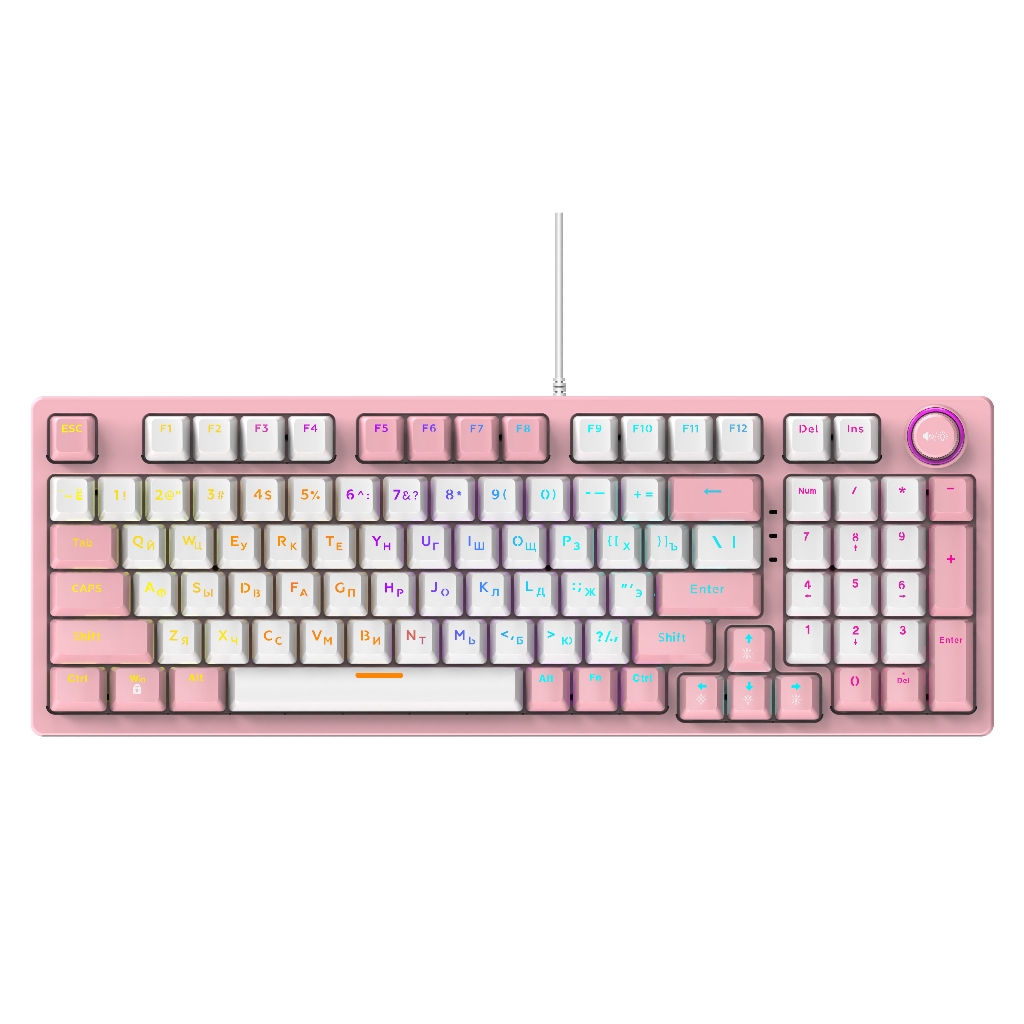 Bàn phím cơ gaming ATAS K1 - Full Size - Có núm xoay - LED Cầu Vồng - Xuyên LED - Trục Brown Switch | BigBuy360 - bigbuy360.vn