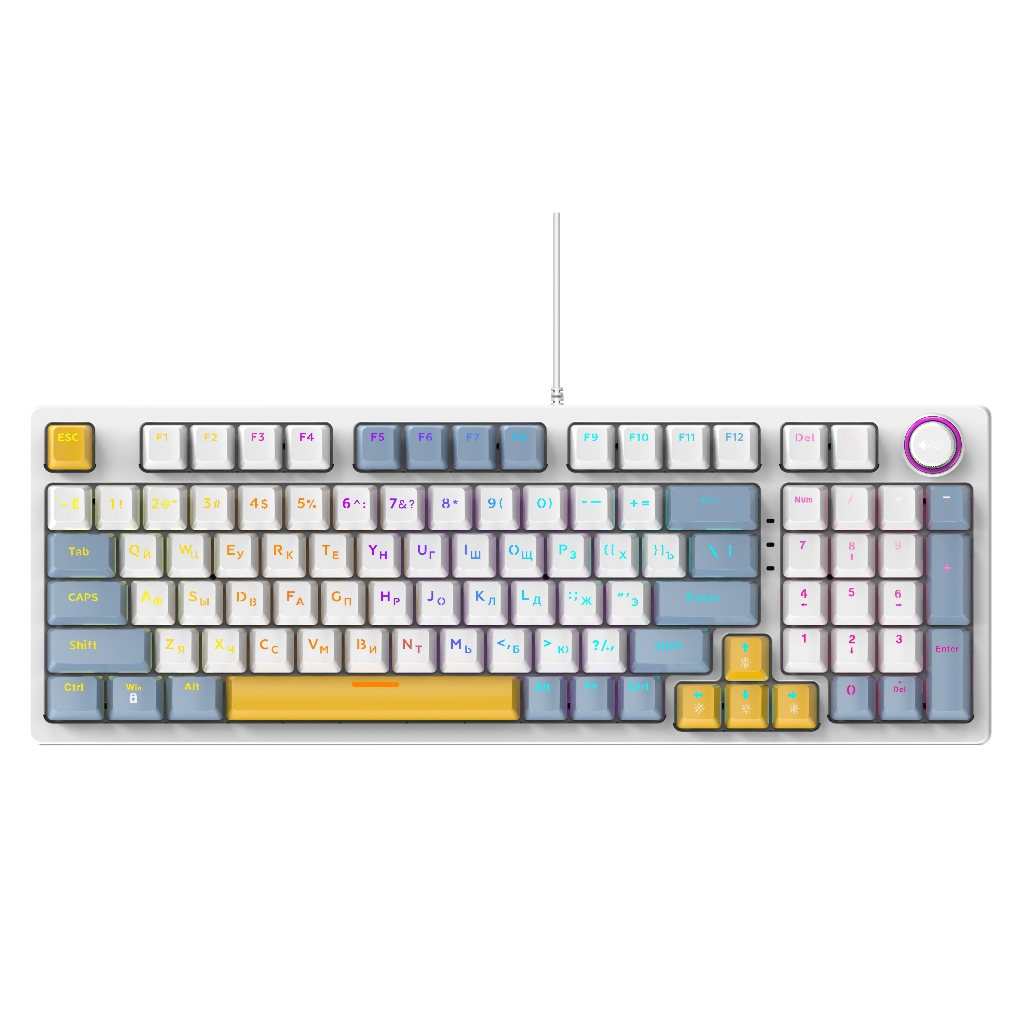 Bàn phím cơ gaming ATAS K1 - Full Size - Có núm xoay - LED Cầu Vồng - Xuyên LED - Trục Brown Switch | BigBuy360 - bigbuy360.vn
