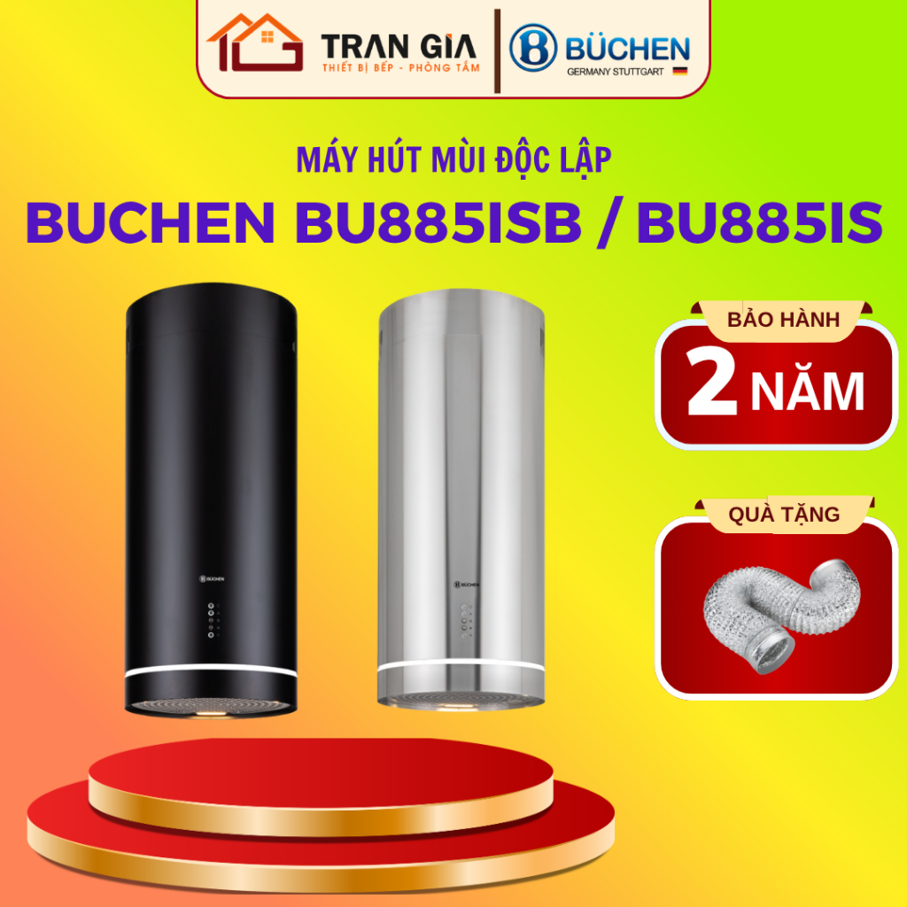 Máy hút mùi độc lập đảo bàn Buchen BU885ISB | Buchen BU885IS | Hút mùi độc lập cao cấp