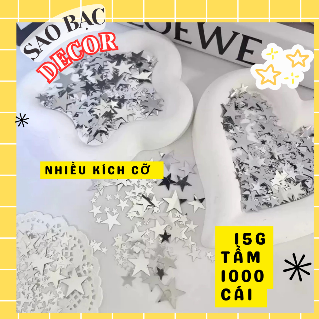 SAO BẠC MINI _ Túi Sao bạc (15gram) 1000 miếng sao bạc decor mini