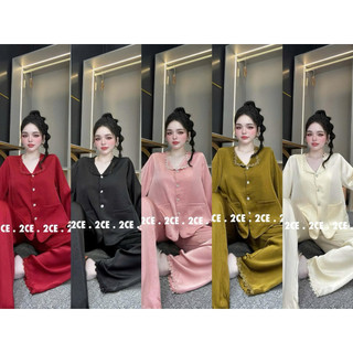 (M172) ĐỒ BỘ 2CE (40-63ky) Cổ V Lụa Hàn Vải mềm mát lạnh, may kỹ