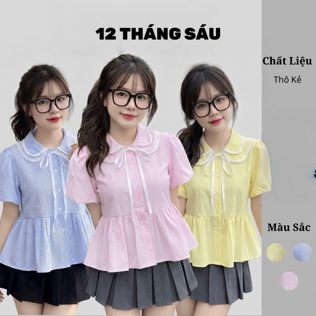 Áo Sơ Mi Nữ Dáng Babydoll Cổ Sen 2 Lá Phối Ren Cộc Tay Có Bigsize 45-75kg Phong Cách Korea 12 THÁNG SÁU CLOTHING MA6777 | BigBuy360 - bigbuy360.vn