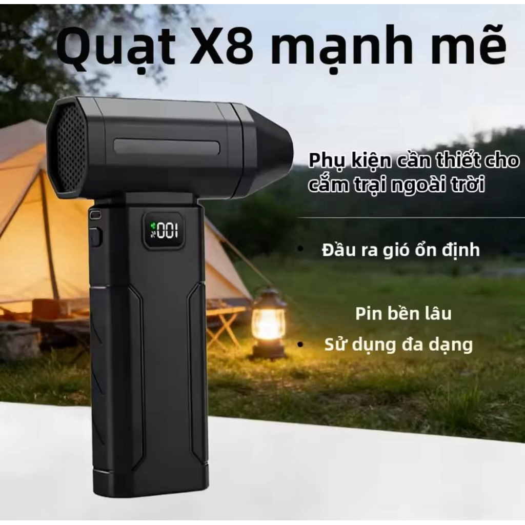 Quạt Thổi Khí Nén Turbo Jet Có Đèn, 5 Tốc Độ, Máy thổi Bụi Mini