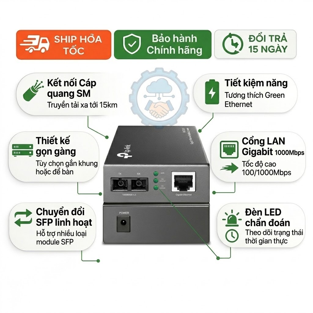 Converter Quang TP-Link MC210CS Gigabit Media Converter SC Single Mode