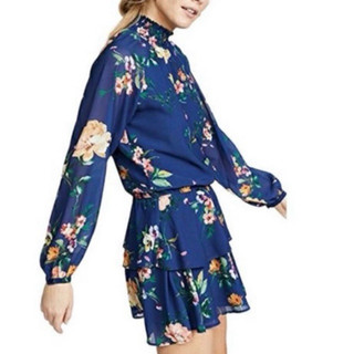 (D2711) Đầm voan cổ lọ dáng ngắn tay dài(Size S , M)  - Thanh lý vnxk