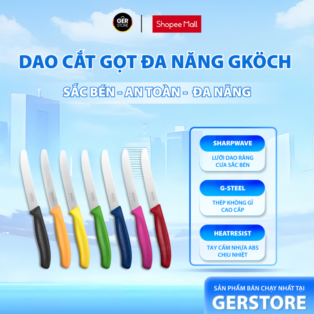 (Còn phân loại màu ngẫu nhiên) Dao cắt gọt đa năng GKÖCH Germany, 26g dày 1.7mm, Sắc Bén