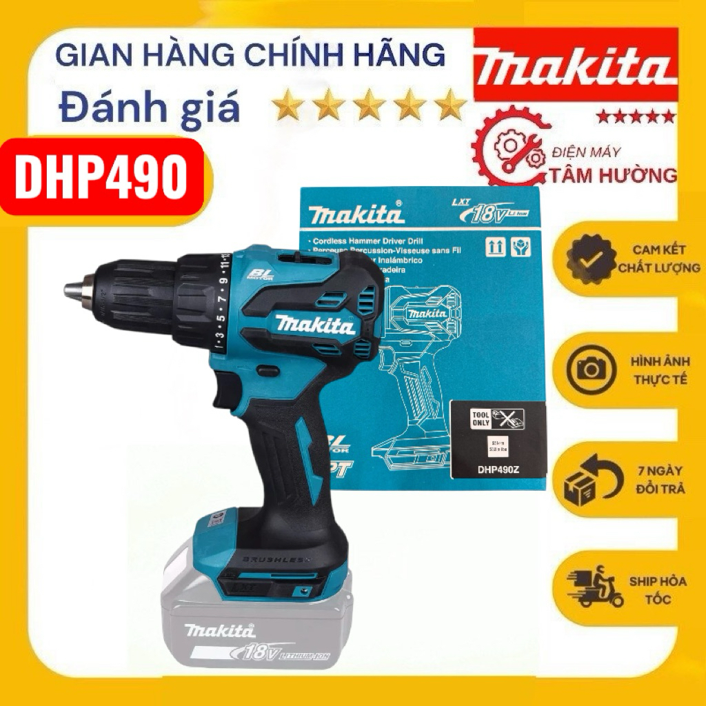 Máy khoan động lực dùng pin 18V Makita DHP490Z (Chưa Pin Sạc)