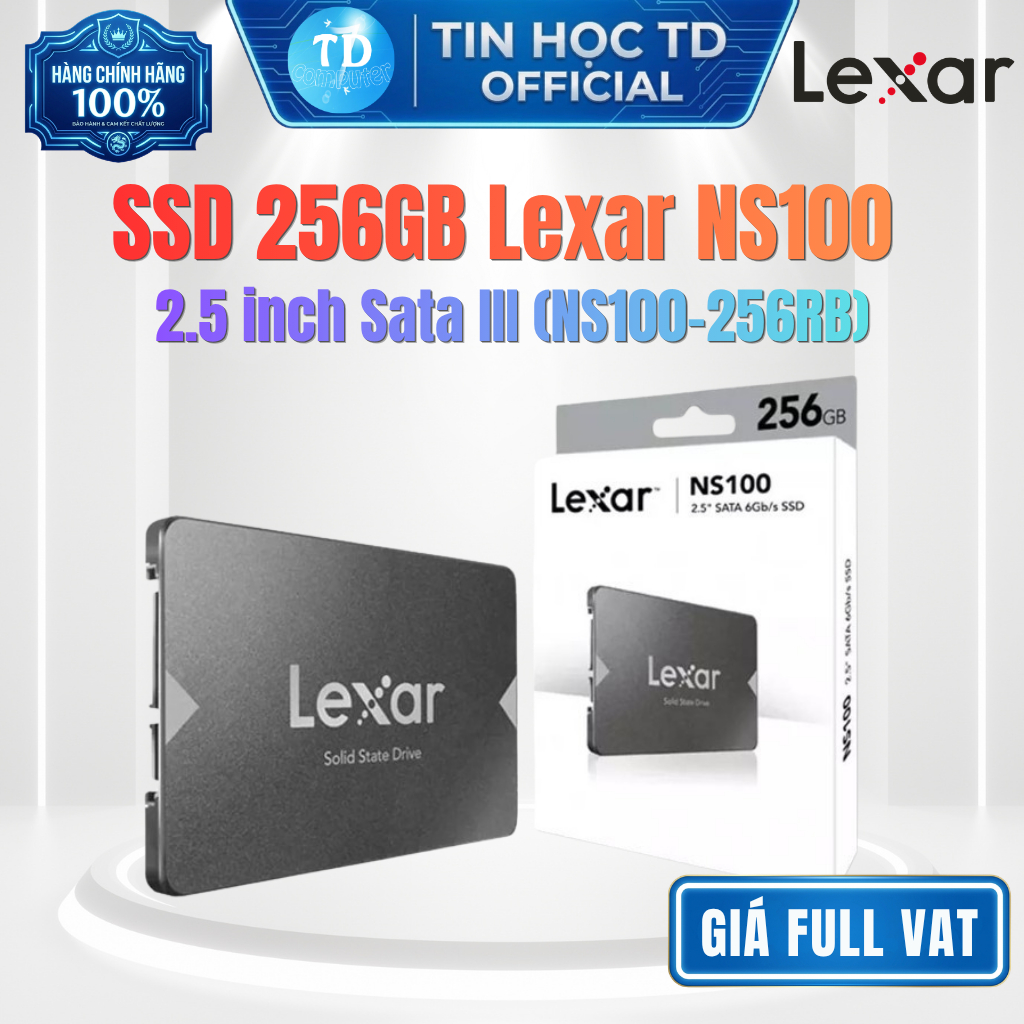SSD 256GB Lexar NS100 2.5" SATA III (LNS100-256RB) - Hàng chính hãng DGW phân phối