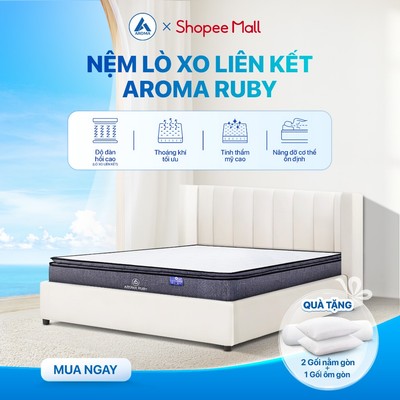 Nệm Lò Xo Liên Kết Aroma Ruby 3 Viền Đệm Lò Xo Cao Cấp Tích Hợp Lớp Topper Êm Ái, Nâng Đỡ Cột Sống