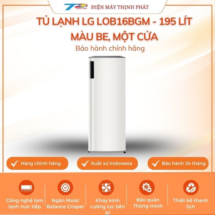 Tủ lạnh LG LOB16BGM - 195 lít màu be, một cửa| Bảo hành chính hãng