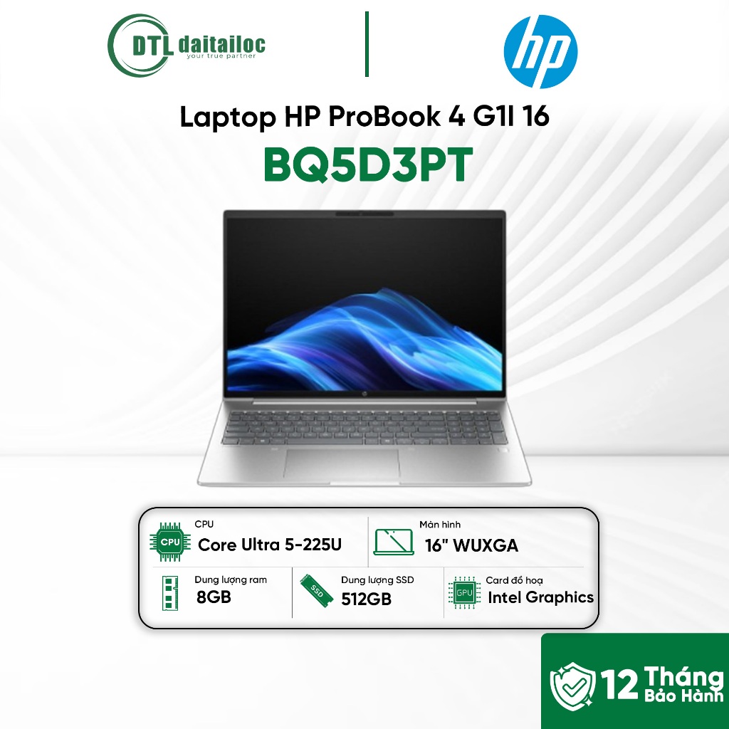 Laptop HP ProBook 4 G1I 16 BQ5D3PT Core Ultra 5-225U 8GB 512GB SSD 16" WUXGA Win 11 Bạc | Chính hãng