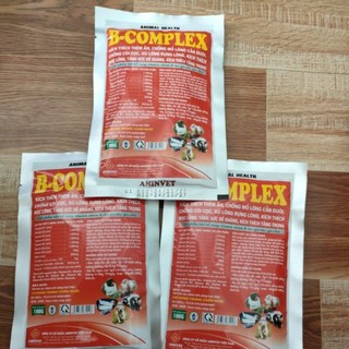 3 gói Bcomplex 100g dạng bột tan cho vật nuôi.