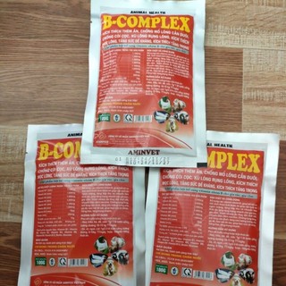 3 gói Bcomplex 100g dạng bột tan cho vật nuôi.