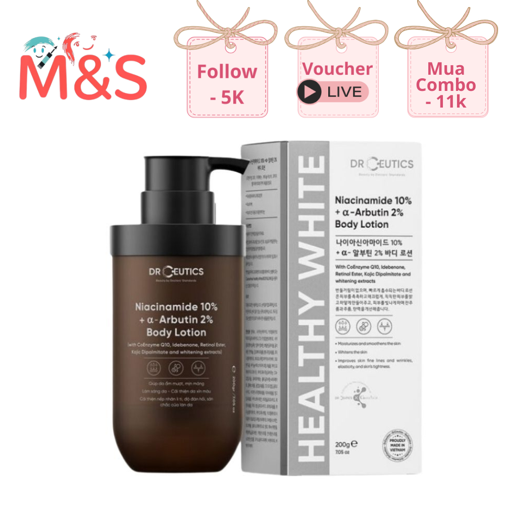Sữa dưỡng thể trắng da Drceutics Body Lotion ban đêm, Cosmeheal ban ngày