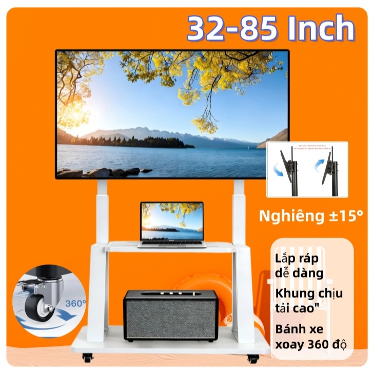 32-85 Inch Giá treo tivi di động Màu Trắng Tinh Tế Thiết Kế Tối Giản Nâng Hạ Linh Hoạt Giá Treo Tivi