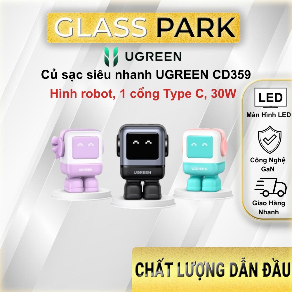Củ sạc nhanh Mini Ugreen CD359 30W RoboGaN - Hình robot, 1 cổng Type C, 30W