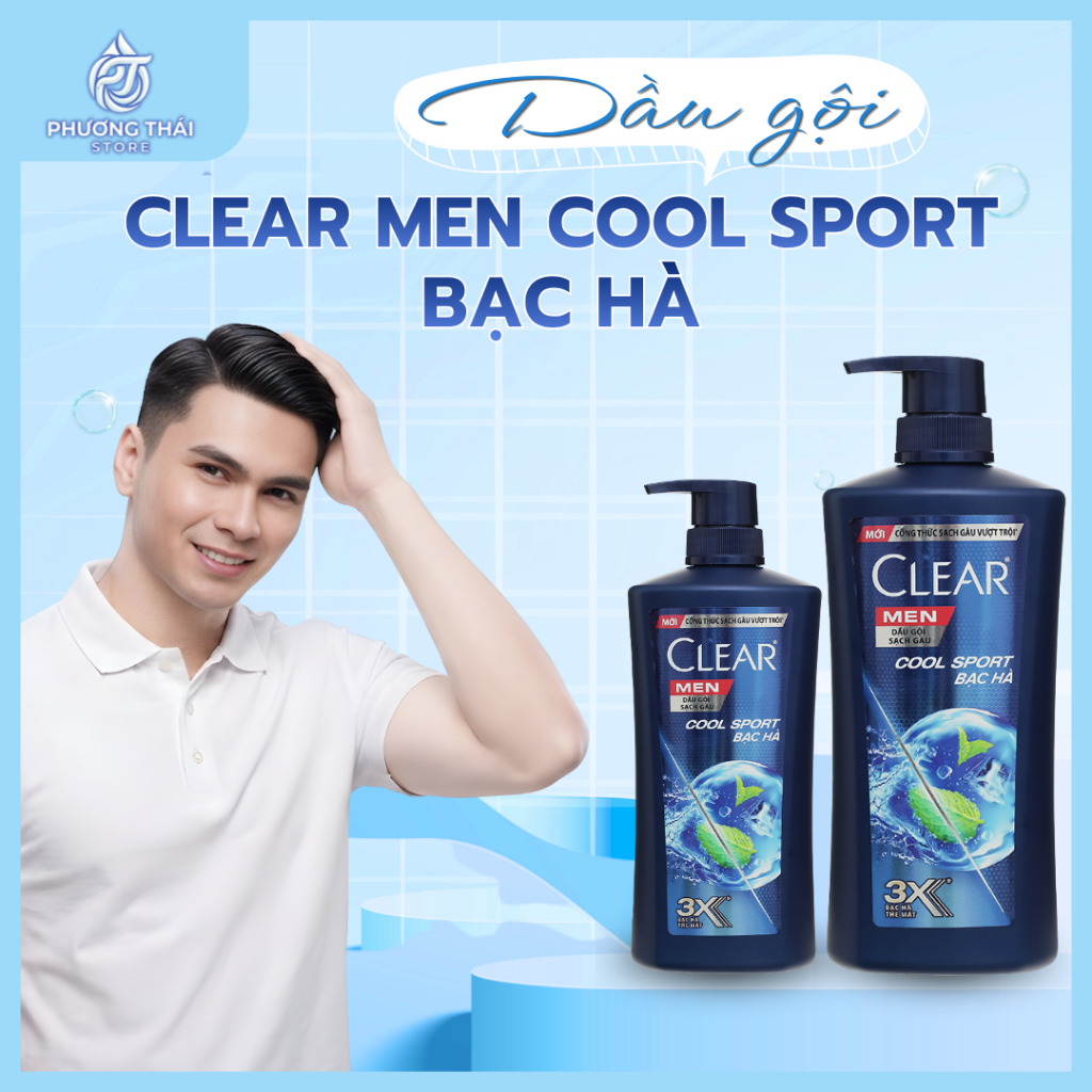 Dầu Gội Clear Men Bạc Hà Mát Lạnh, Chai 900g