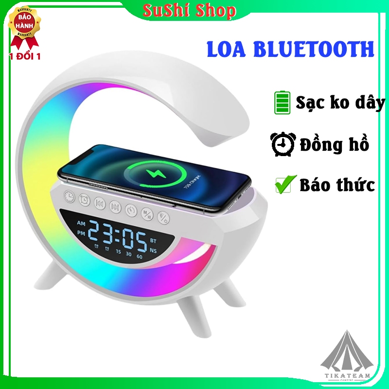 Loa Bluetooth BT-3401 Chữ G Led RGB,đồng hồ báo thức, sạc không dây, đèn nháy theo nhạc. Loa BT-3401