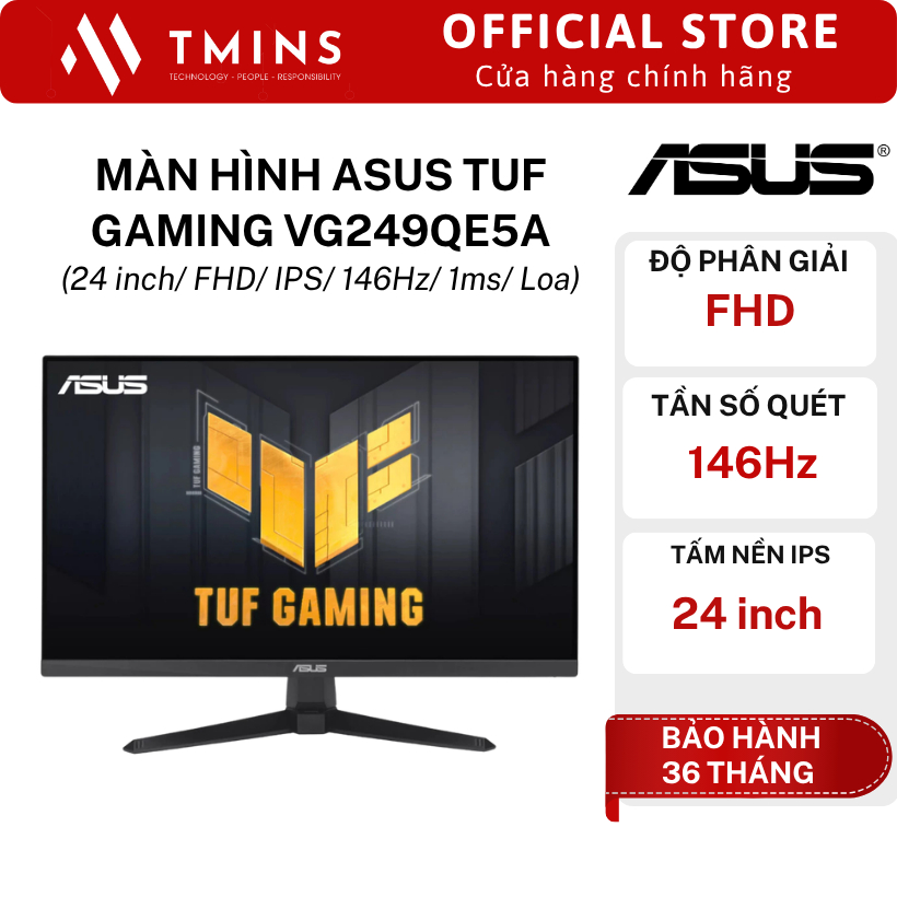 Màn hình Asus TUF Gaming VG249QE5A (24inch/ FHD/ IPS/ 146HZ/ 1Ms/ Loa) - Hàng chính hãng