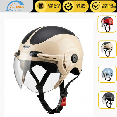 Mũ bảo hiểm nửa đầu BKTEC BK10K dành cho người đầu nhỏ - Kính chống chói lóa - vòng đầu 54-57cm - Hàng chính hãng
