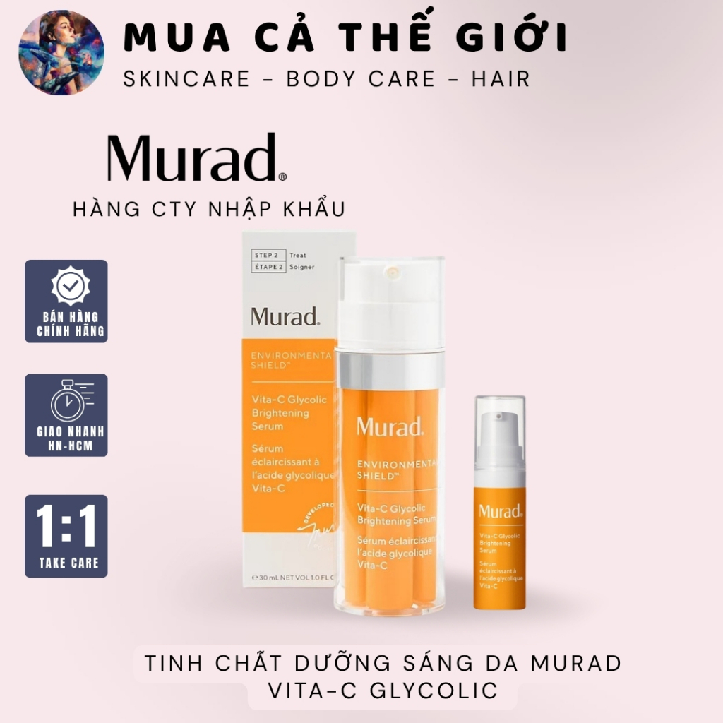 Tinh chất dưỡng sáng da Murad Vita-C Glycolic Serum (Bản Mới) | Vitamin C chống oxy hoá, sáng da