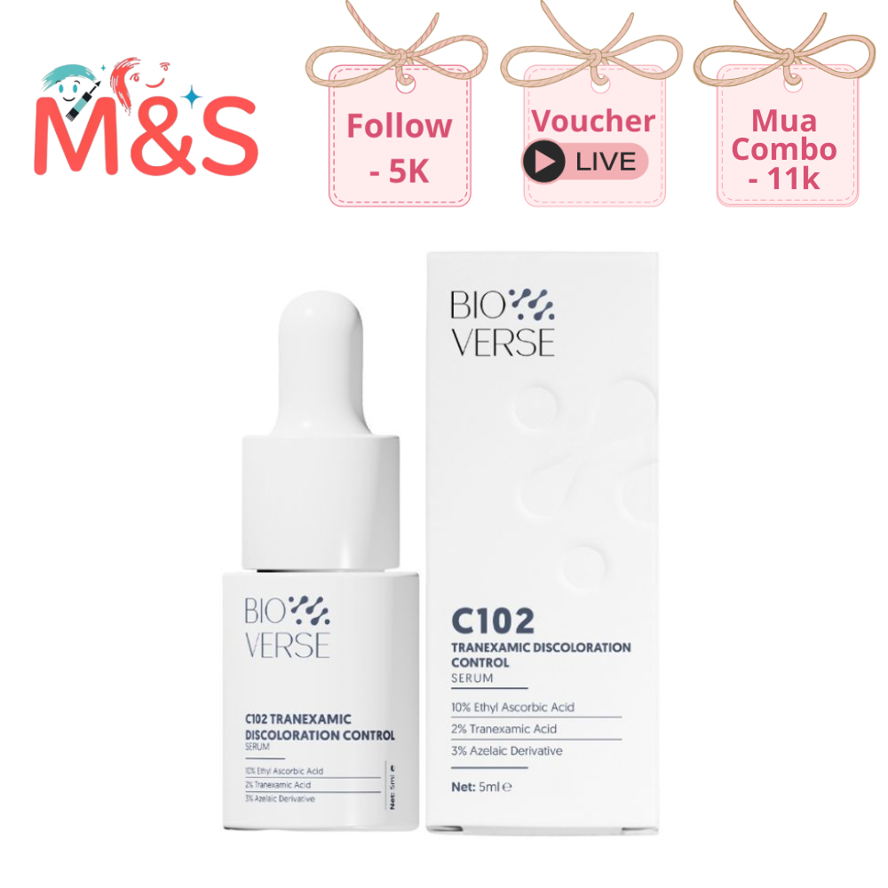 Tinh Chất Bioverse C102 Tranexamic Discoloration Control giúp sáng khỏe da, mờ thâm, hạn chế lão hóa