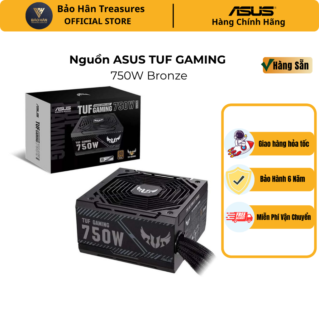 Nguồn  ASUS TUF GAMING 750W Bronze  ( Màu Đen/80 Plus Bronze ) SP005627 - Hàng Chính Hãng