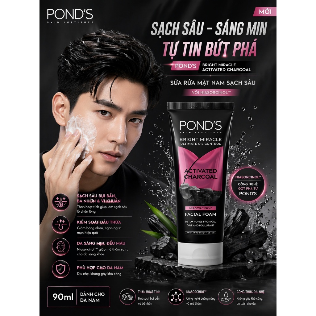 Sữa rửa mặt Ponds Pure White đen (100g)