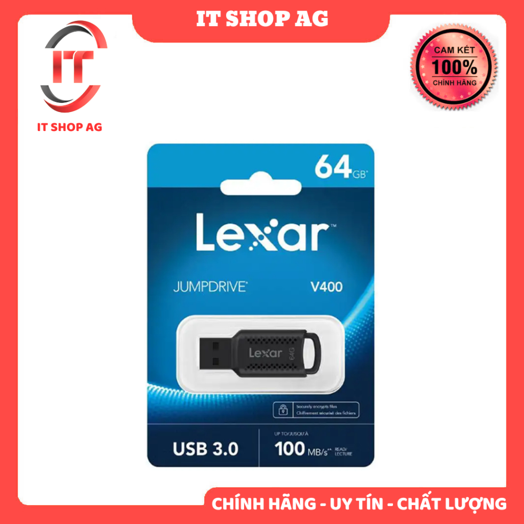 USB Lexar JumpDrive V400 64GB Đen Chính hãng