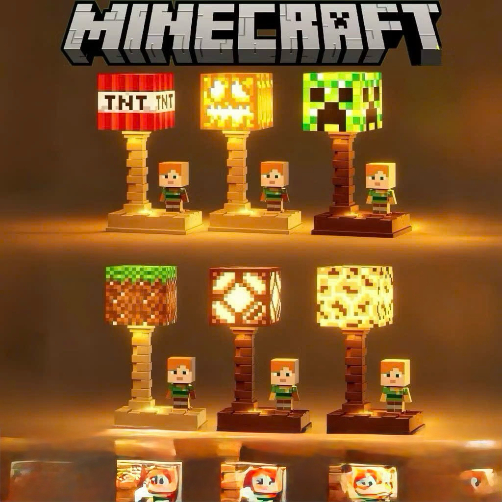 Đèn Ngủ Minecraft Decor Bàn Học Thiết Kế TNT & Đất Nâu Phong Cách Pixel Art Anan.2store