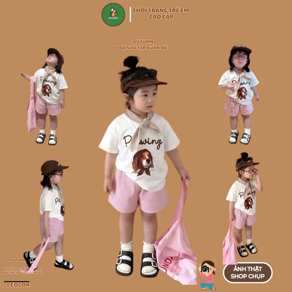Bộ Đồ Bé Gái DILOVE Phong Cách Hàn Quốc Chất Liệu Cotton Co Giãn Thoáng Mát Quần Áo Cho Bé - Mã H7 -