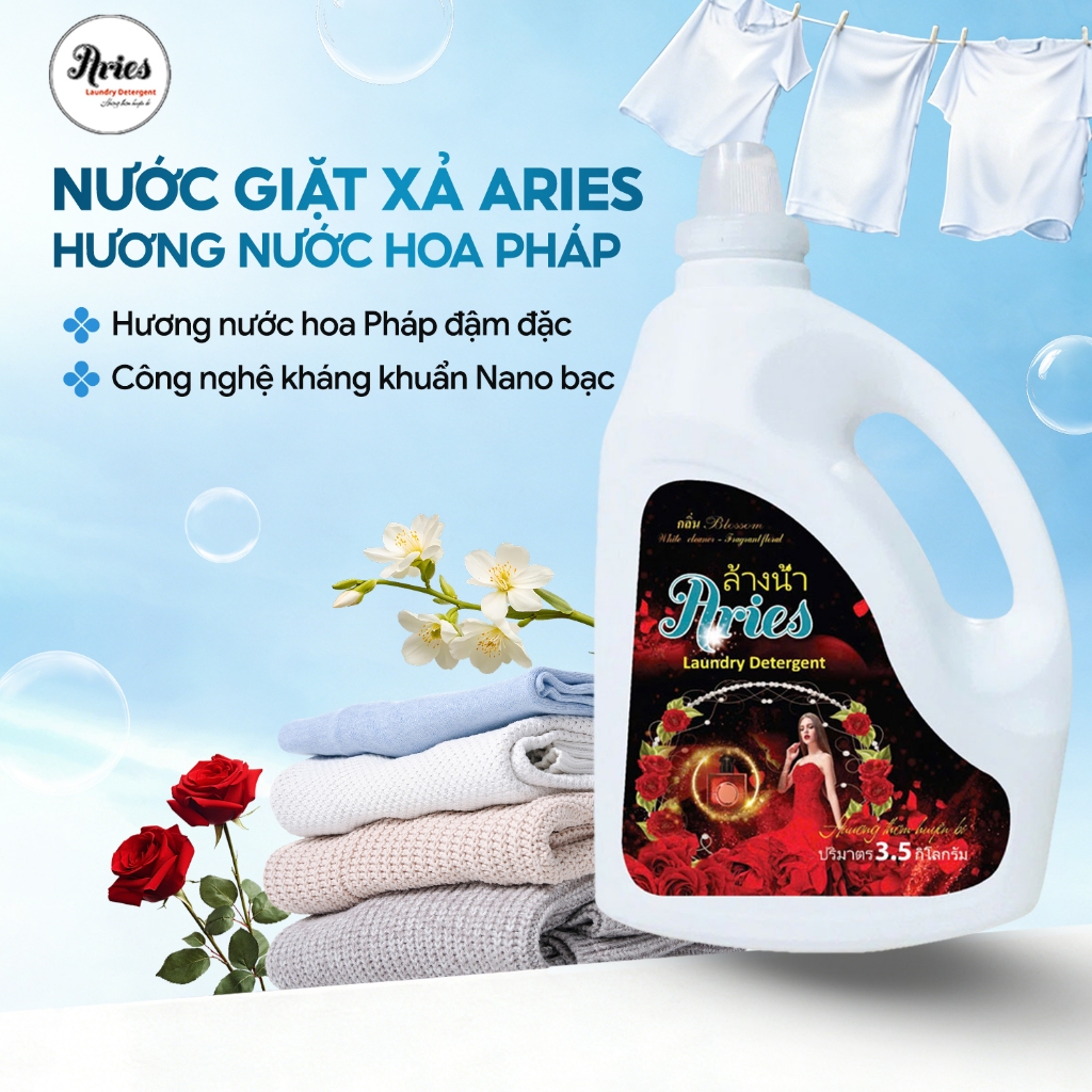 Nước Giặt Xả Aries Cao Cấp 3.6 kg Siêu Đậm Đặc Gấp 3 lần Hương Nước Hoa Pháp | Xưởng Nhà Aries