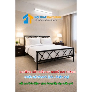 Giường sắt 1m4 x 2m đan chéo