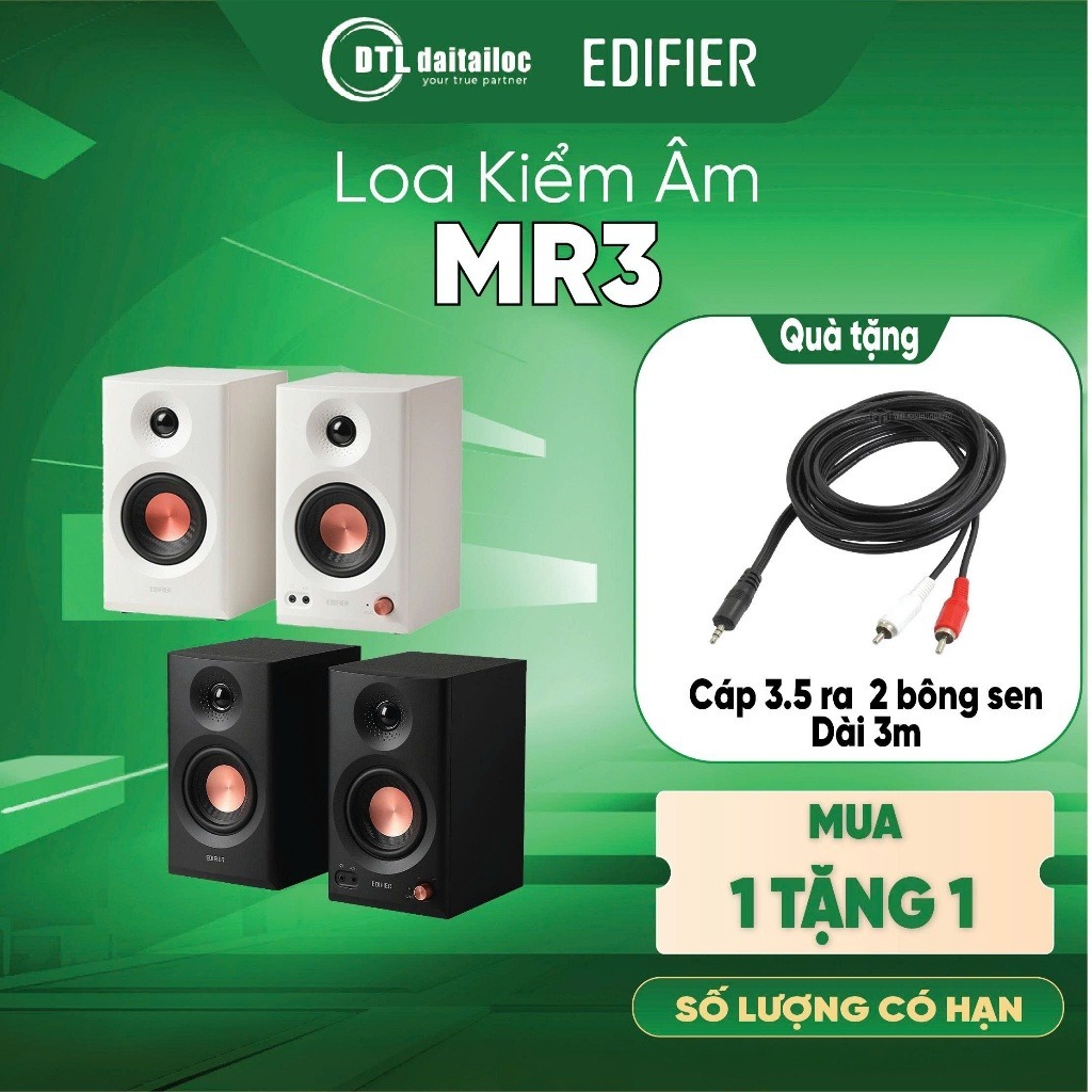 Loa Kiểm Âm Bluetooth EDIFIER MR3 ĐEN - TRẮNG I Chính Hãng I Bảo hành 12 tháng