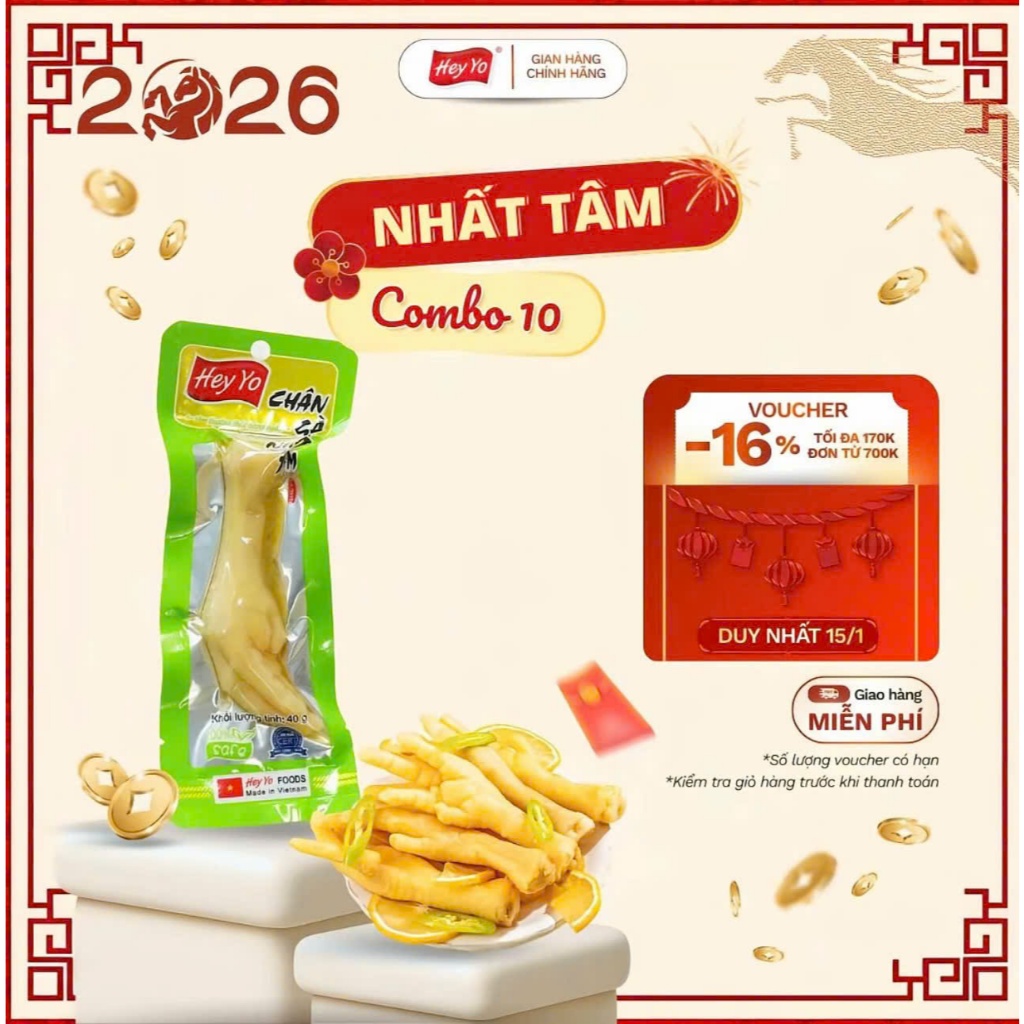 [HÀNG CHÍNH HÃNG] Combo 10 chân gà cay nhất tâm Hey Yo