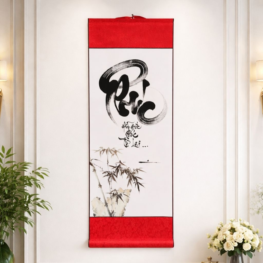 Tranh Thư Pháp Chữ Phúc ( Ngang 30cm)