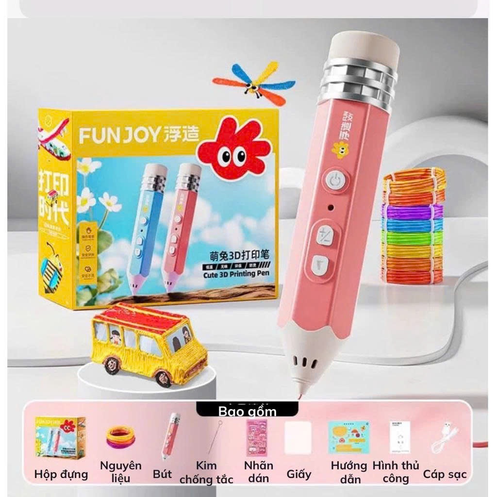 Bút vẽ 3D Pen tạo hình 3D sáng tạo Bút in 3D an toàn kèm filaments & mẫu vẽ, đồ chơi giáo dục phát t