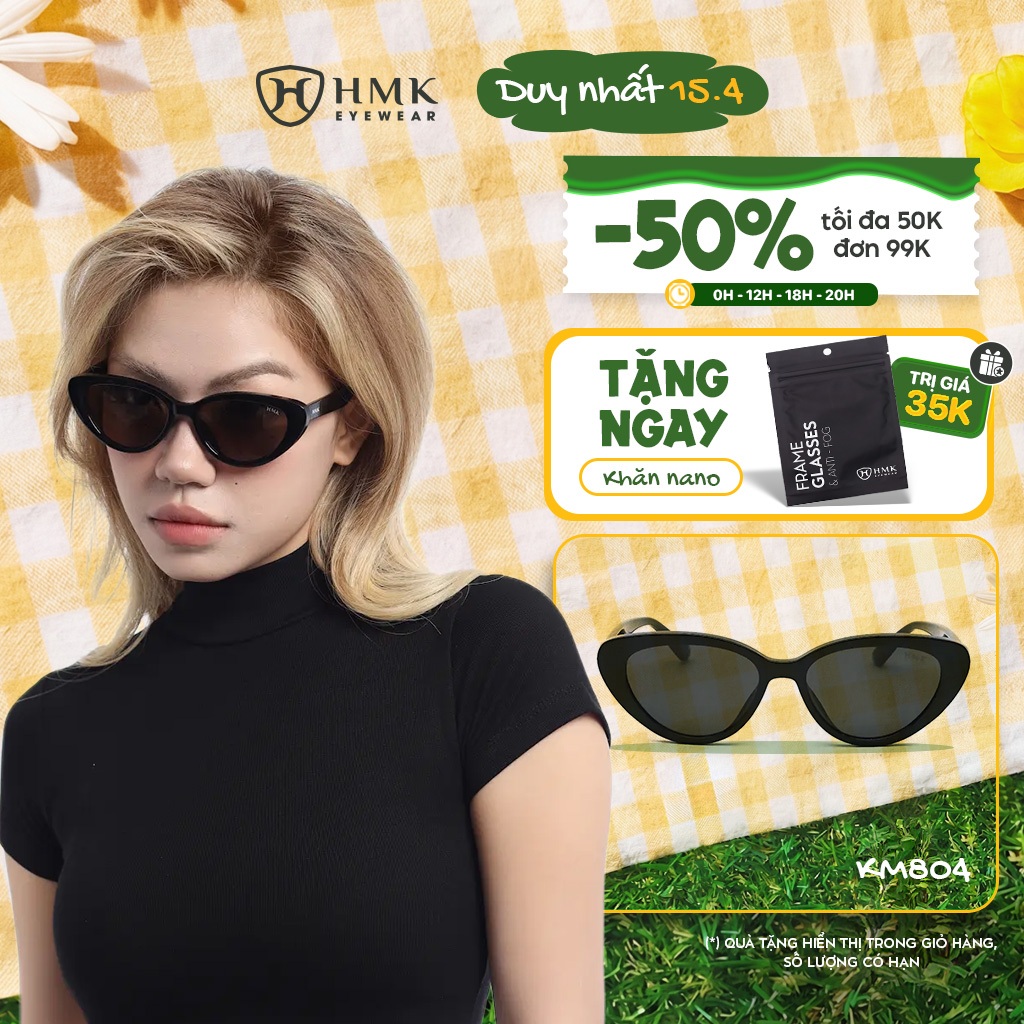 Kính Râm Mắt Mèo HMK Eyewear Chống UV400 Phân Cực Gọng Nhựa Cao Cấp Thời Trang Sang Chảnh - KM804