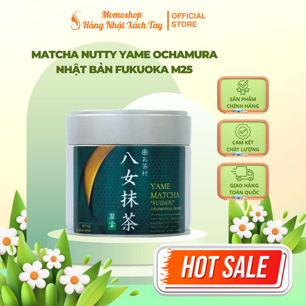 Matcha Nutty Yame Ochamura Nhật Bản Fukuoka M25 – Trà Truyền Thống Nội Địa, Vị Thơm Ngọt, Cao Cấp