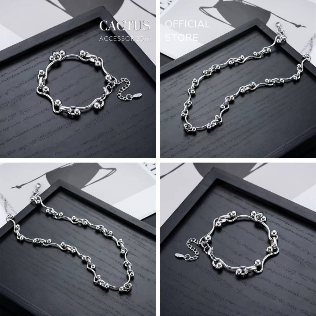 Dây chuyền, vòng tay nam nữ bằng thép Titan không gỉ, khóa hình vòng cổ, lắc tay Catus Accessories
