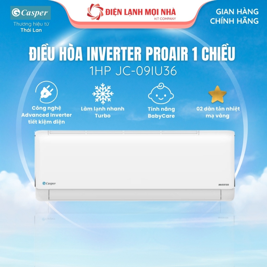 Điều Hòa|Máy Lạnh Casper Inverter 1HP JC-09IU36/JC-12IU36 Mát Nhanh Turbo, Tiết Kiệm Điện, Êm Ái Bab