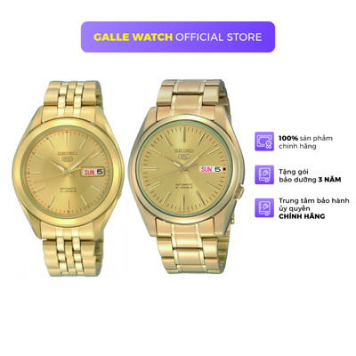 Đồng hồ cơ Nam Seiko 5 SNKL28K1+SNKL48K1 dây đeo thép cao cấp, kính cứng Hardlex, chống nước 3ATM