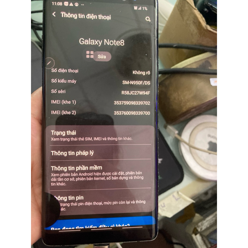 bán xác điện thoại samsung note 8 chữa cháy như hình