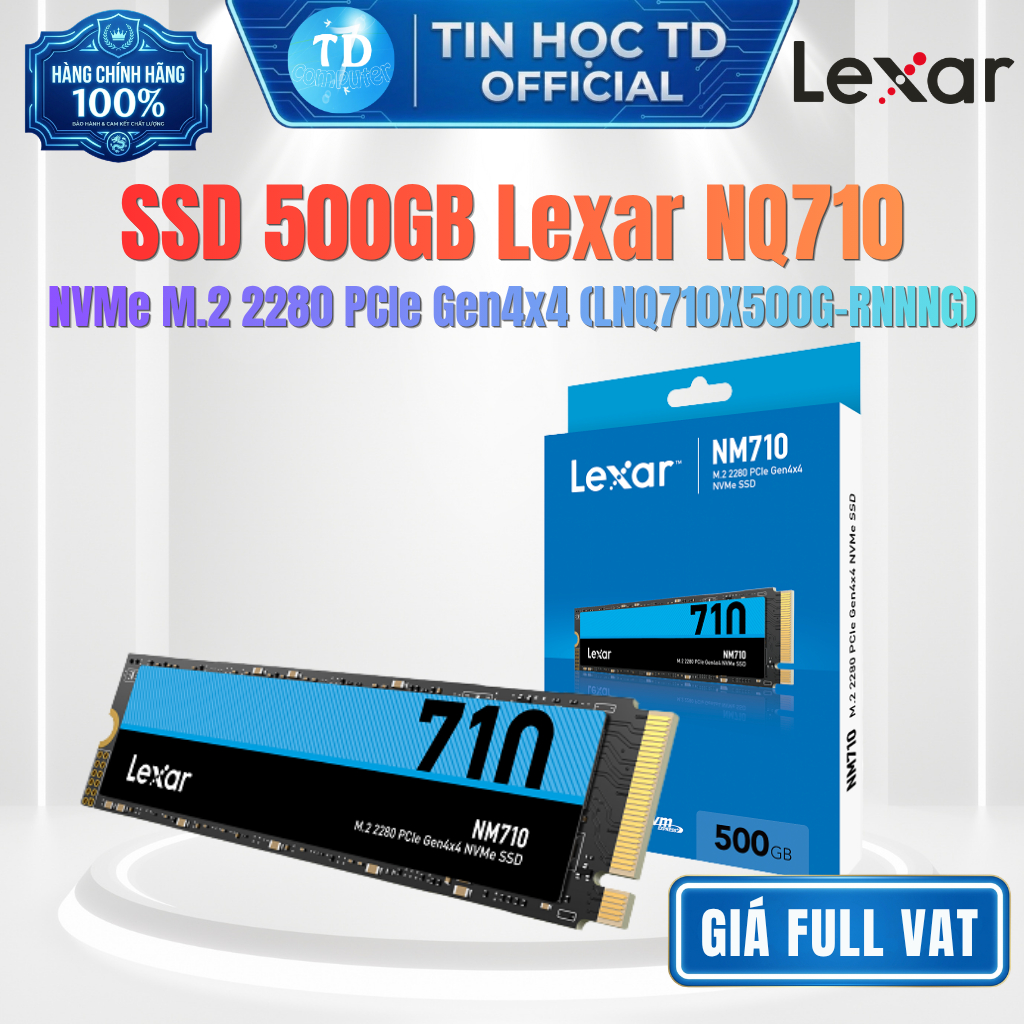 SSD 500GB Lexar NQ710 NVMe M.2 2280 PCIe Gen4x4 (LNQ710X500G-RNNNG) - Hàng chính hãng