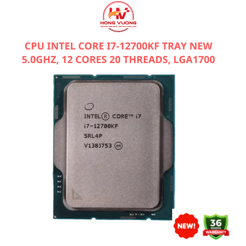 (Full VAT) CPU Intel Core i7 12700KF Tray New | LGA1700, 12C 20T - Bảo hành 36 tháng