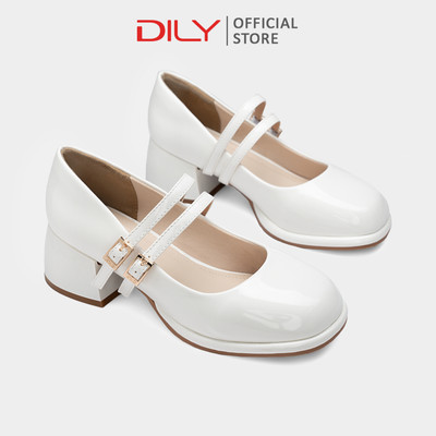 Giày cao gót DILY quai phối khóa trẻ trung, gót vuông chắc chân cao 5cm DL0638
