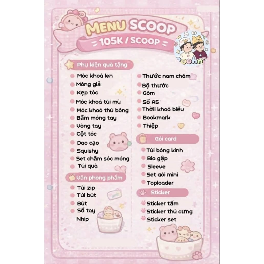 Scoop Nhân Phẩm Đồ Gói Hàng/ Văn phòng phẩm/Phụ kiện Lucky Gift - Poohnie Store