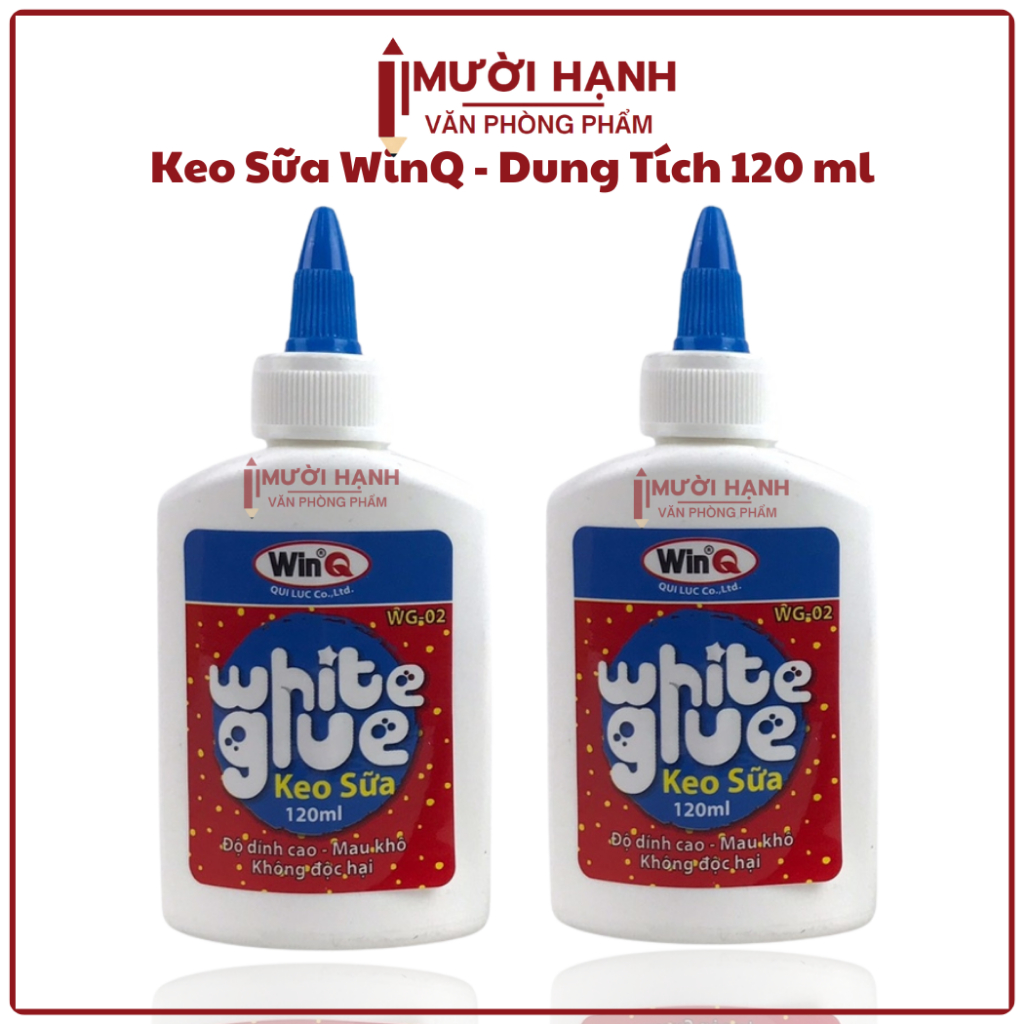 [WG02] COMBO 2 Chai Keo Sữa Win Q / WinQ WG 02 / WG-02 LOẠI LỚN Màu Trắng Sữa Dung Tích 120ml Dán Gi