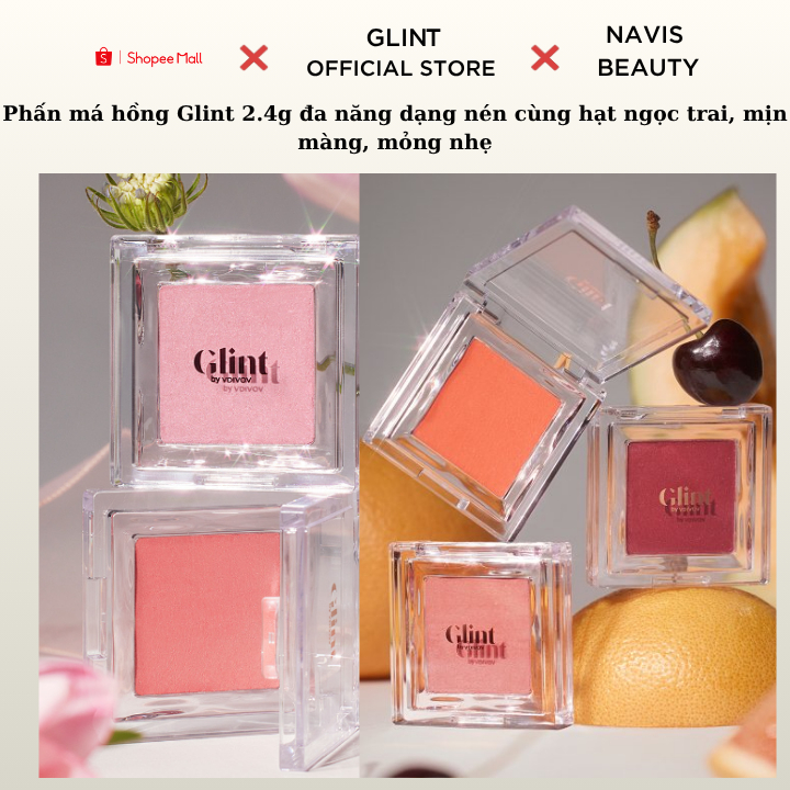 [Glint By VDIVOV] Phấn má hồng Glint 2.4g đa năng dạng nén cùng hạt ngọc trai, mịn màng, mỏng nhẹ